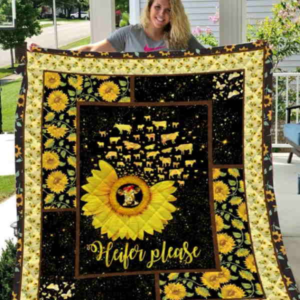Heifer Please Sunflower Quilt Blanket