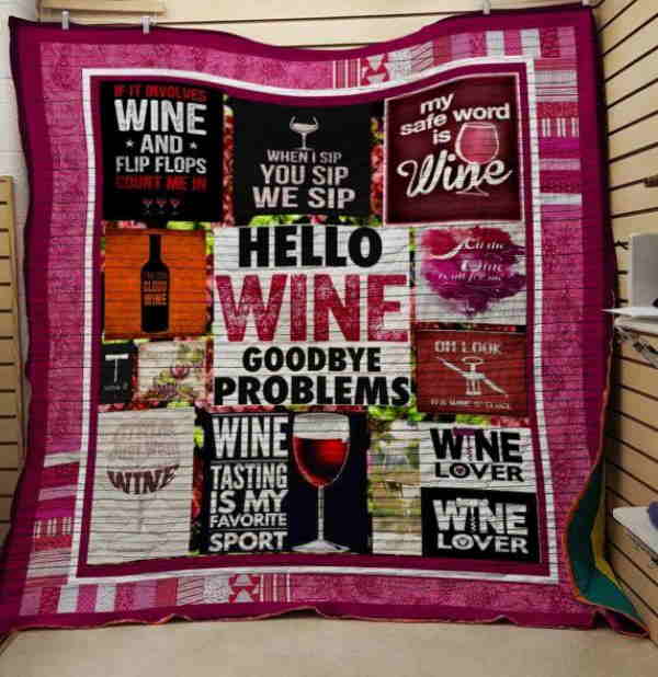 Hello Wine 3D Quilt Blanket