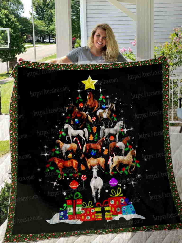 Horse Christmas 3D Quilt Blanket