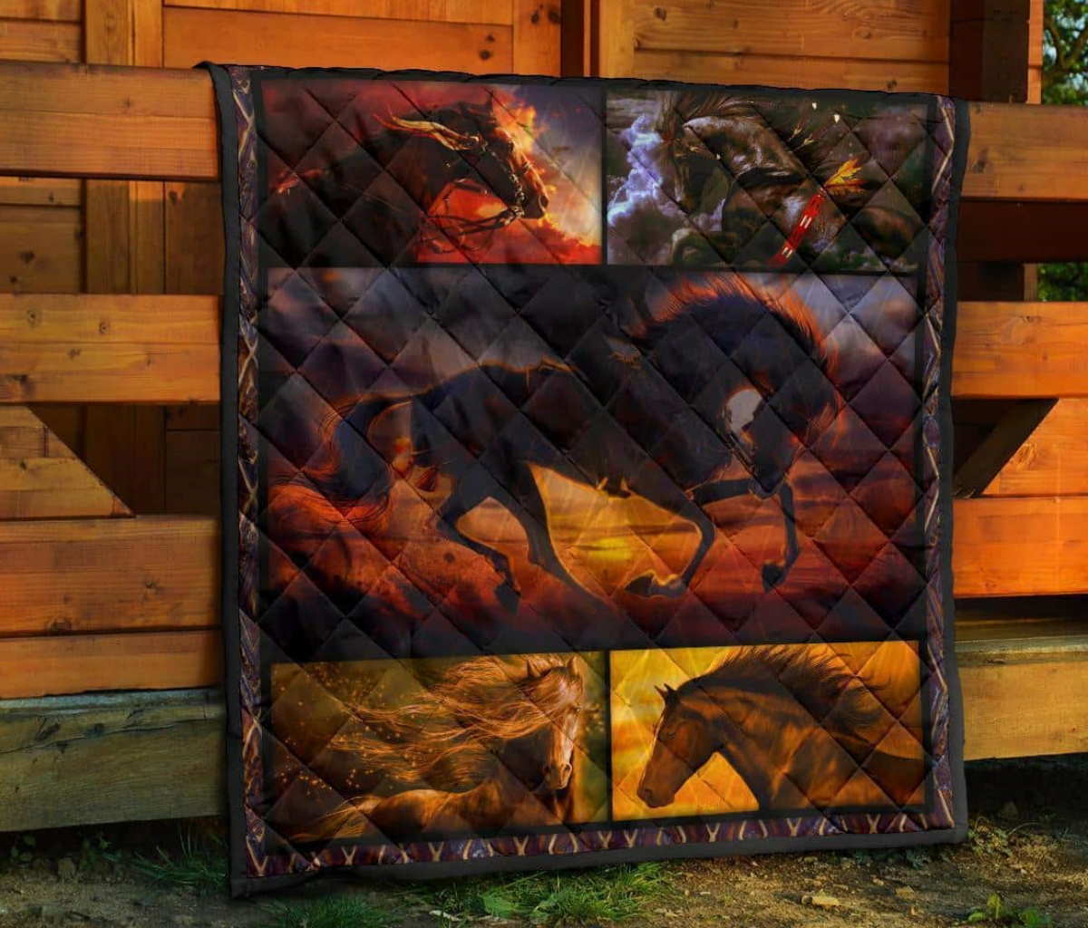 Horse The Sunset Lady Quilt Blanket