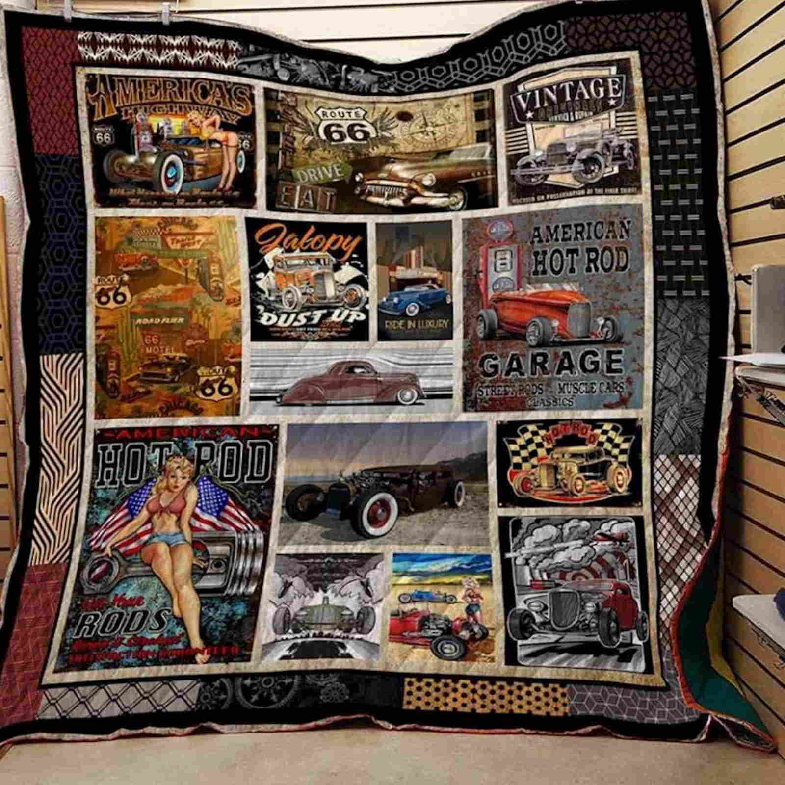 Hot Rod Washable Hand Quilt Blanket