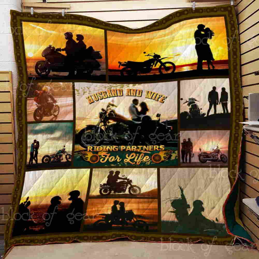 Husband And Wife, Riding Partners For Life Quilt Blanket