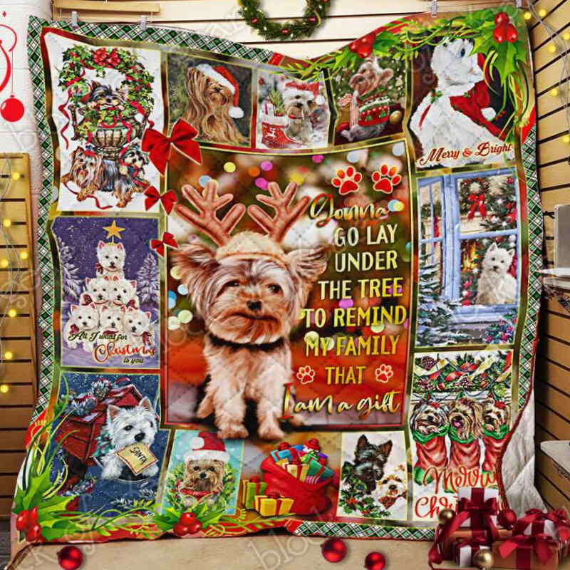 I Am Christmas Gift Yorkie 3D Quilt Blanket