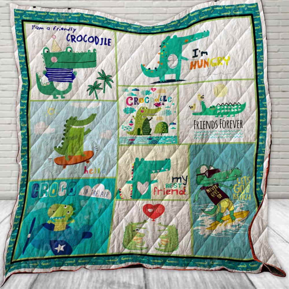 I Am friendly Crocodile Quilt Blanket