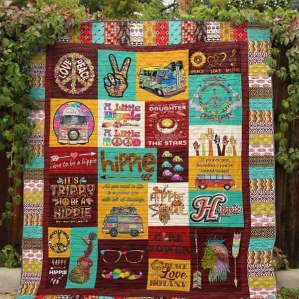 I Love To Be Hippie Fabric 3D Quilt Blanket