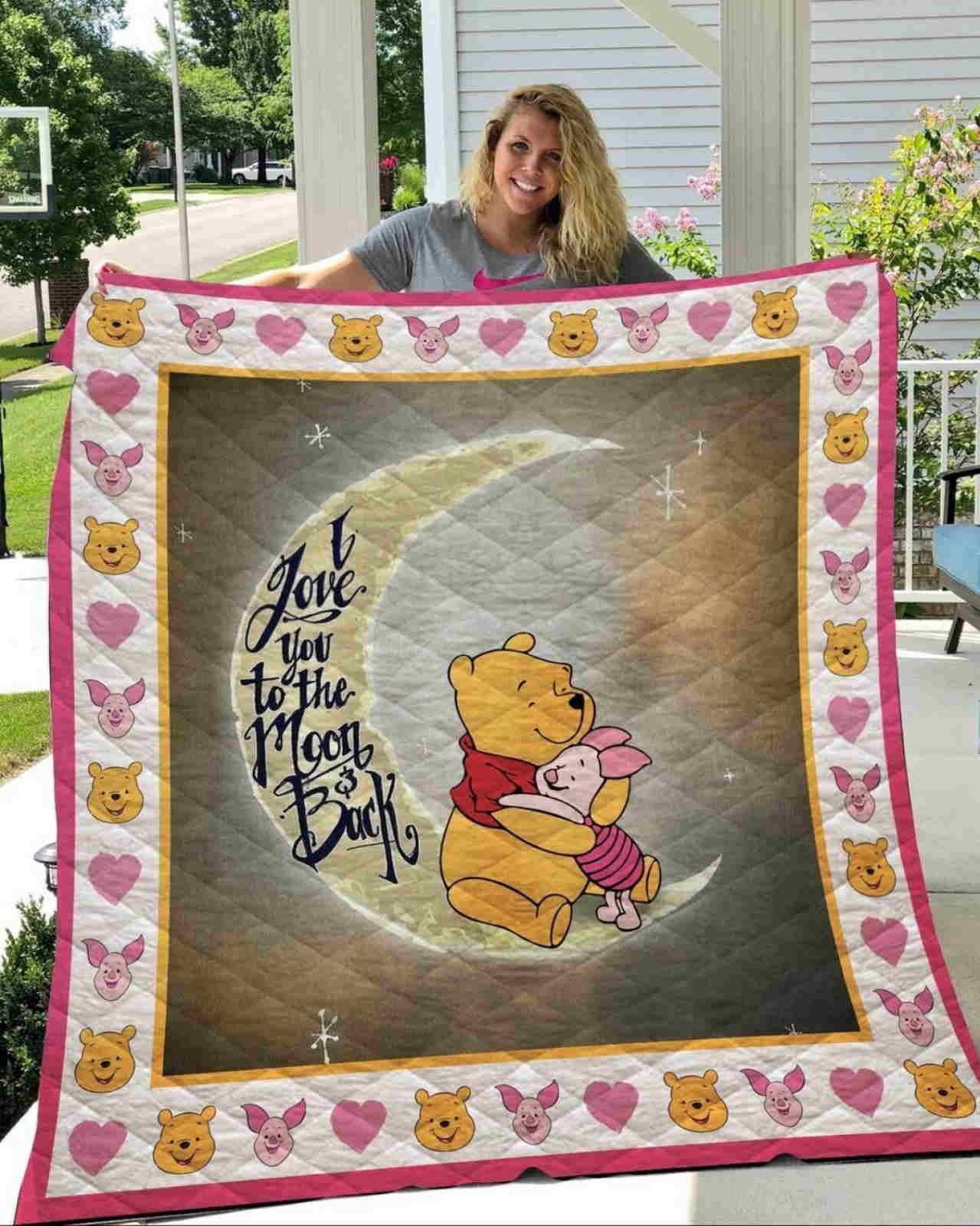 I Love You To The Moon And Back Pooh Blanket Quilt Blanket