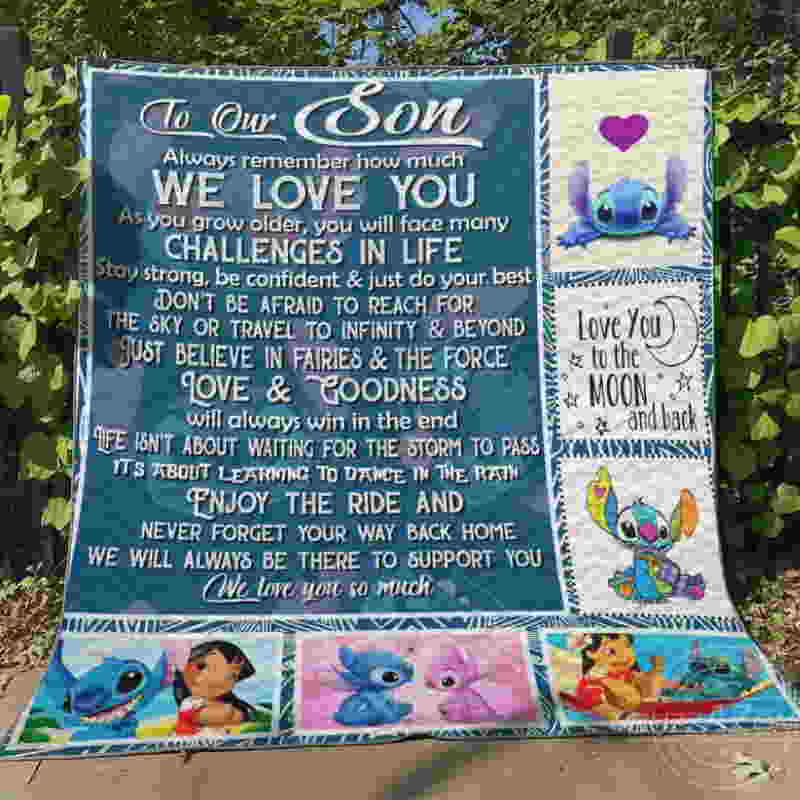 I Will Always Be There To Support You To Our Son Stitch Quilt Blanket