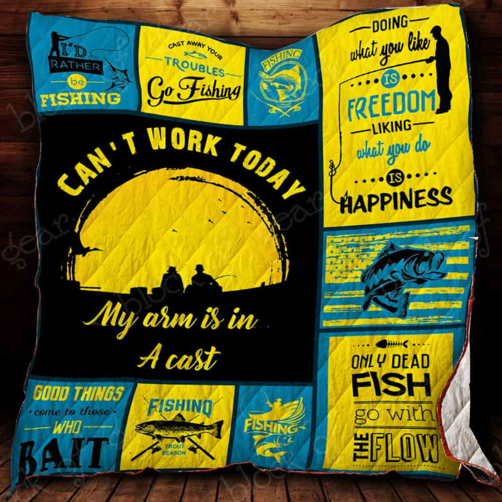 I’D Rather Be Fishing Quilt Blanket