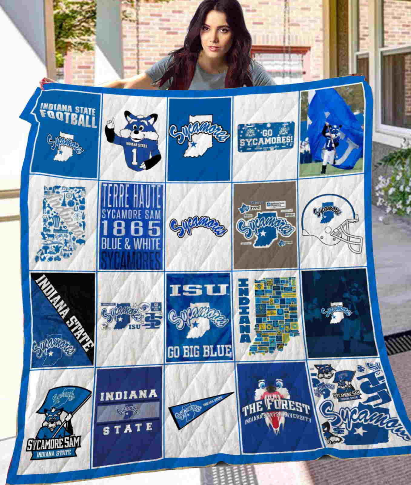 Indiana State Sycamores Football 3D Quilt Blanket