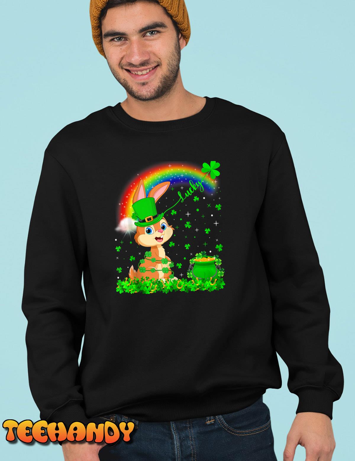 Irish Shamrock Rainbow Lucky Bunny St. Patrick’s Day Sweashirt