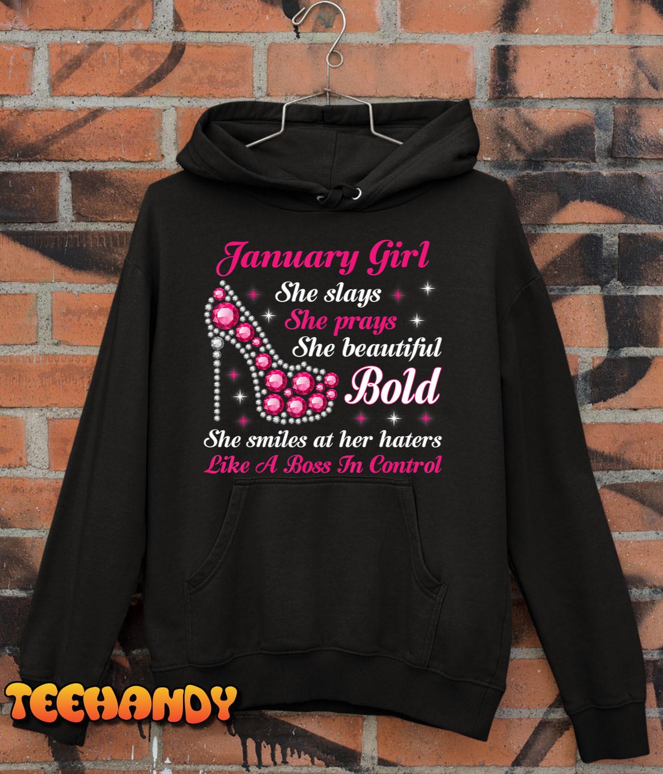 January Girl Birthday Shirt Cute Queen Are Born In January T-Shirt