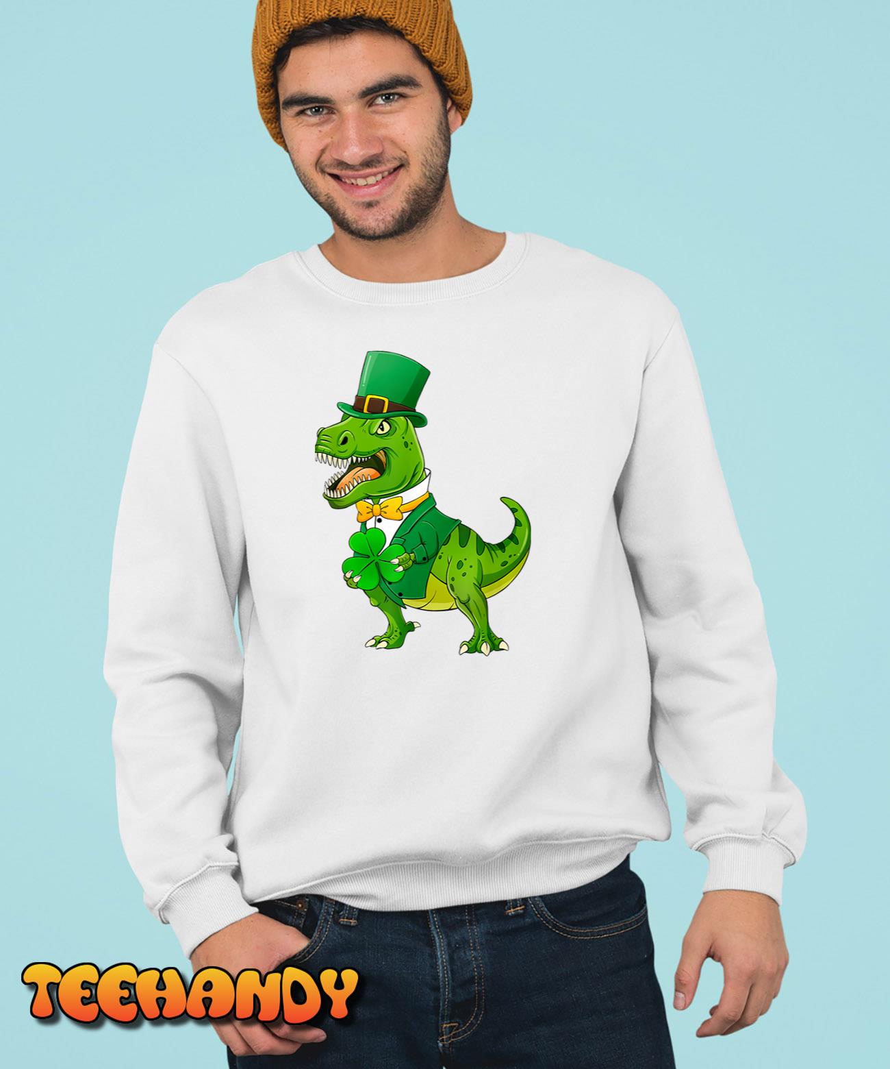 Kids Leprechaun Irish T-Rex Dinosaur St Patrick Day Boys Kid T-Shirt