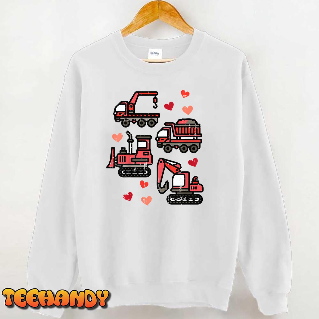 Kids Valentines Day Construction Trucks Funny Boys Kids Toddler T-Shirt