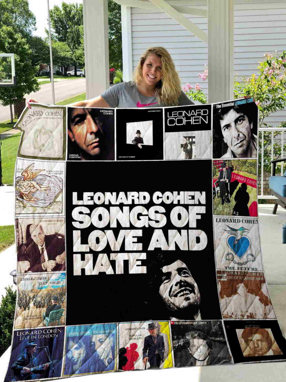 Leonard Cohen 3D Quilt Blanket