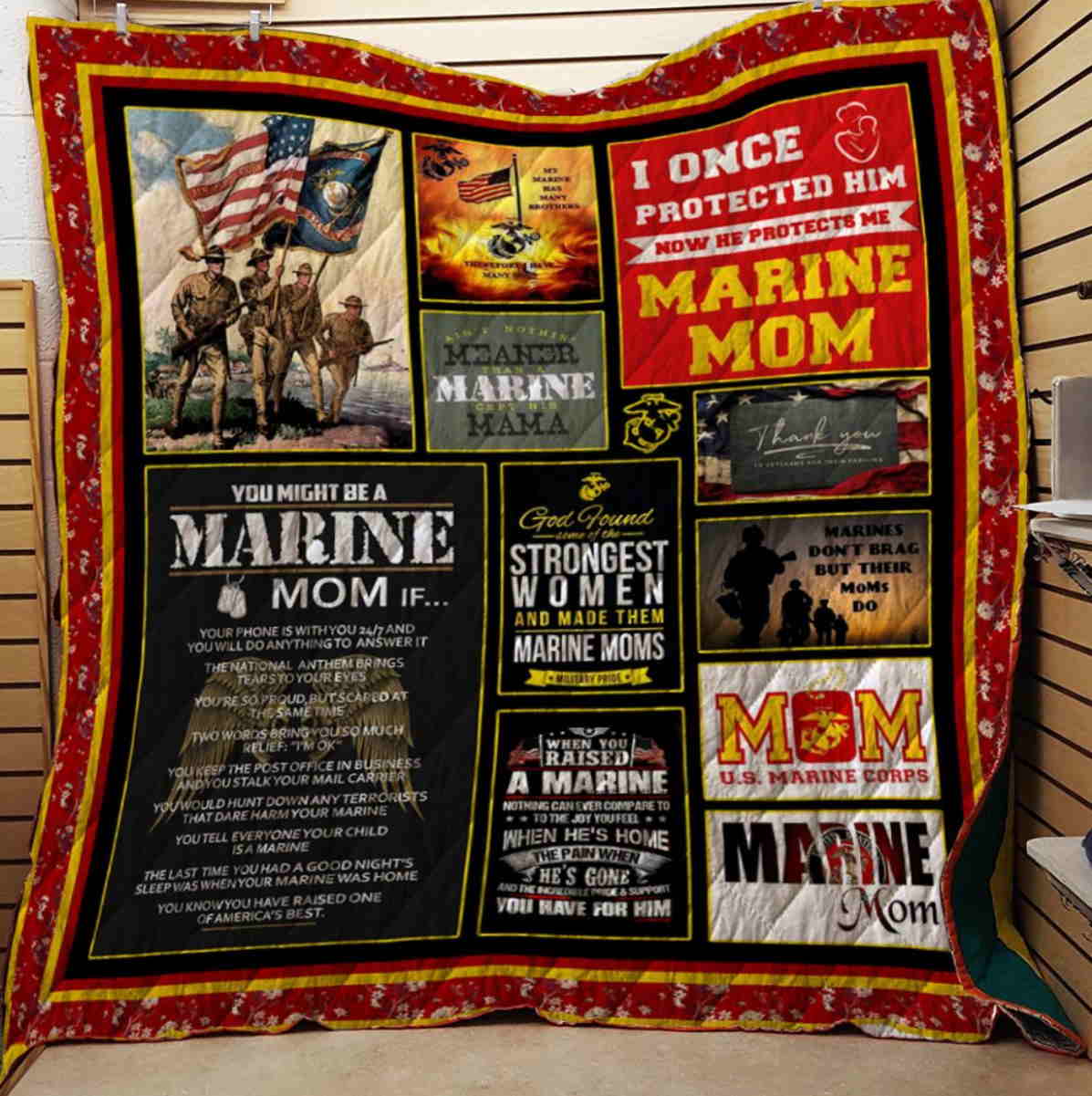 Marine Mom 3D Quilt Blanket