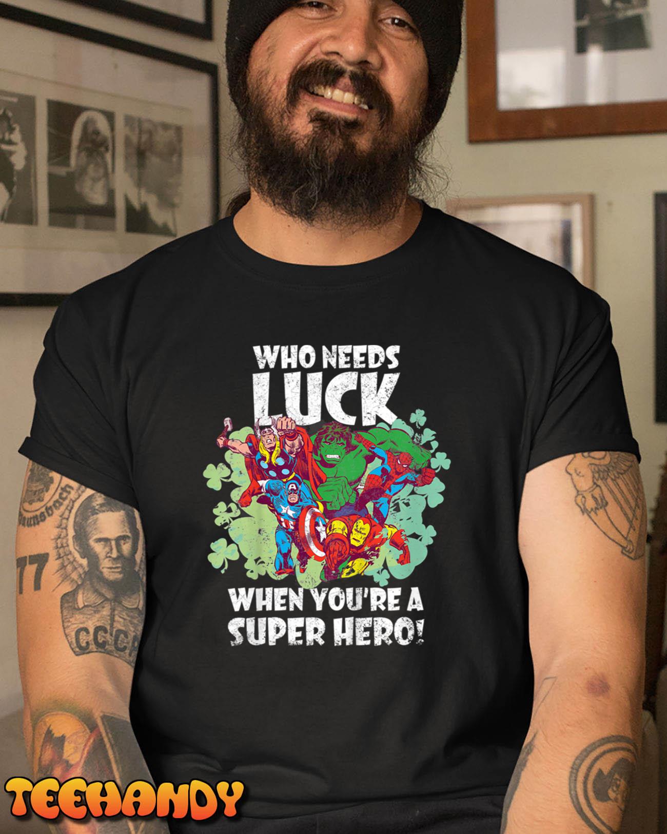 Marvel Super Hero Luck St Patrick_s Day Shamrock T-Shirt