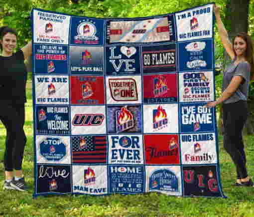 Ncaa Uic Flames 3D Quilt Blanket