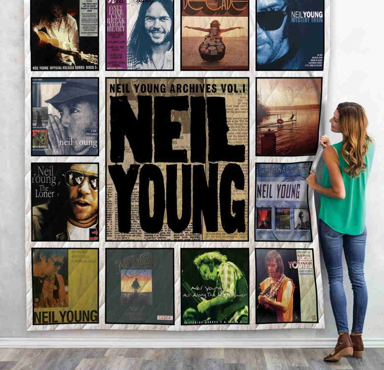 Neil Young Complication Albums Quilt Blanket