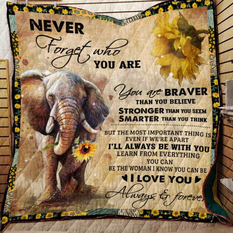 Never Forget Who You Are Elephant Quilt Blanket