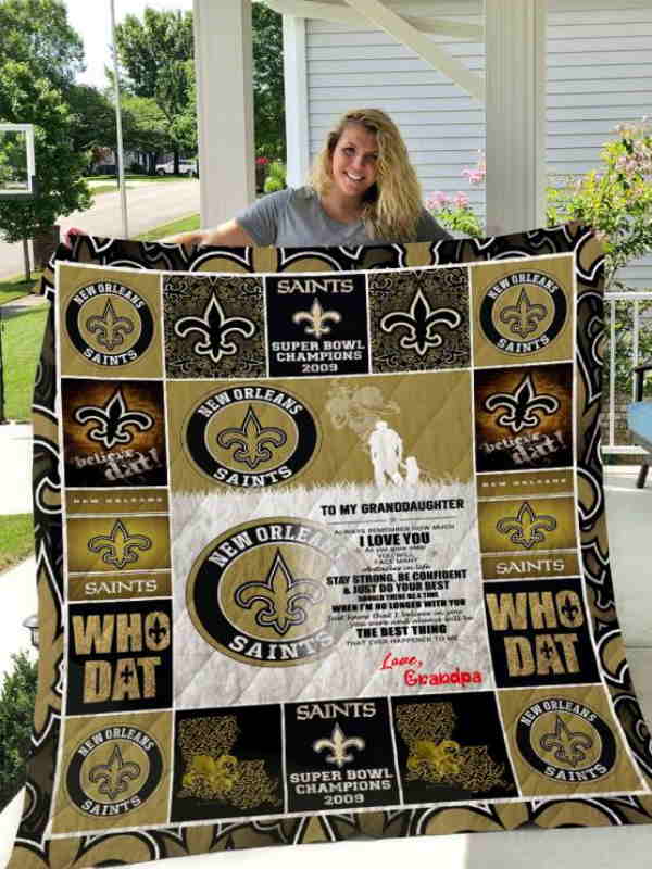 New Orleans Saints To My Granddaughter Love Grandpa Quilt Blanket