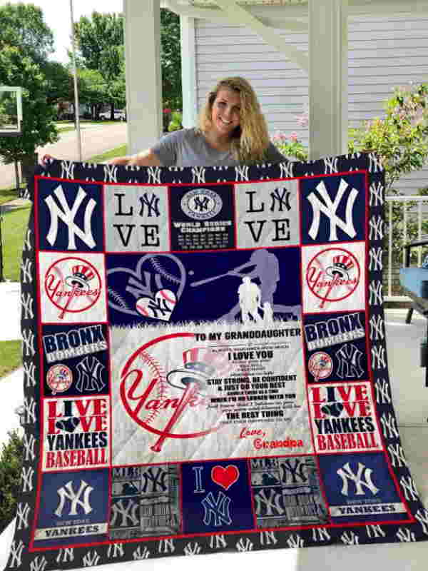 New York Yankees To My Granddaughter Love Grandpa Quilt Blanket