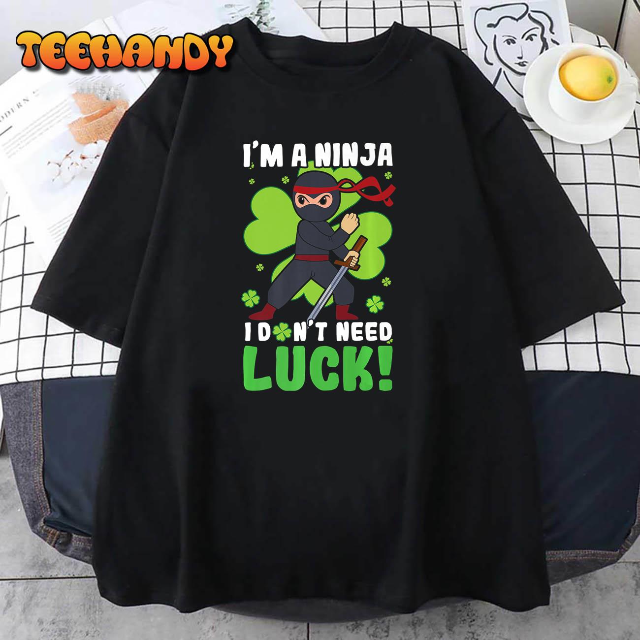 Ninja Luck Kid Clover Shamrock Happy Saint Patricks Day Premium T-Shirt
