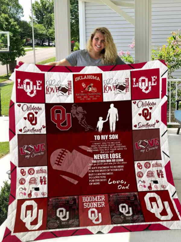 Oklahoma Sooners To My Son Love Dad Quilt Blanket