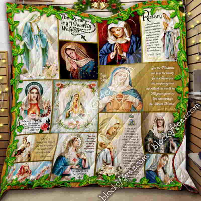 Our Lady Of The Rosary Quilt Blanket