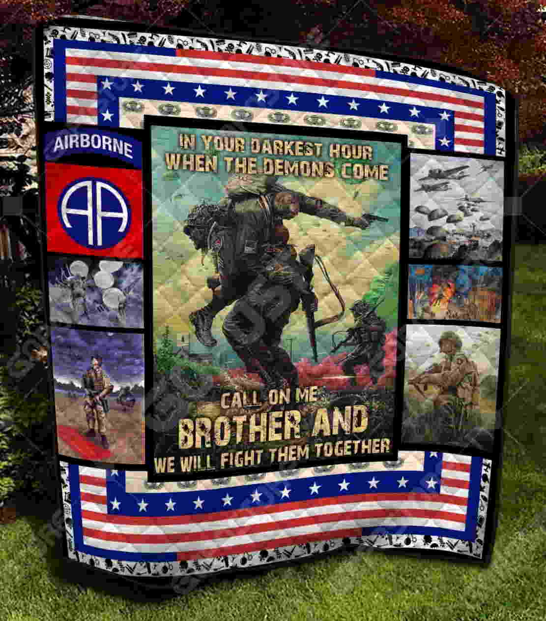 Paratrooper Art Like 3D Quilt Blanket