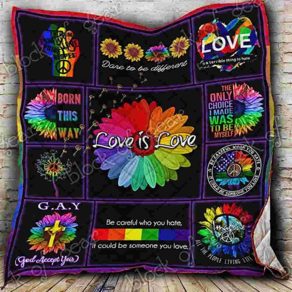 Peace Love Equality Pride Quilt Blanket