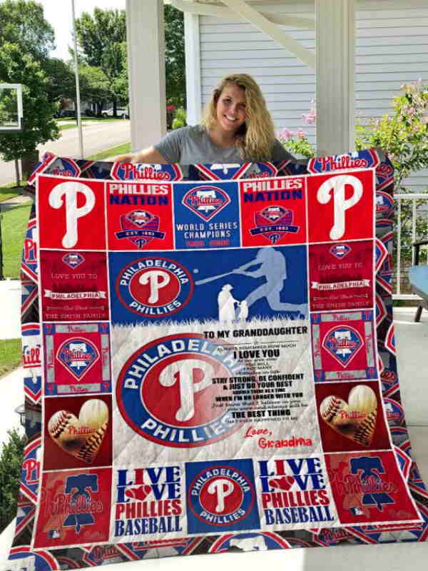 Philadelphia Phillies To My Granddaughter Love Grandmom Quilt Blanket