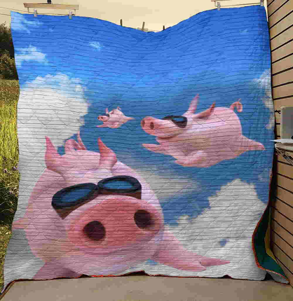 Pigs Cute Fly 3D Quilt Blanket