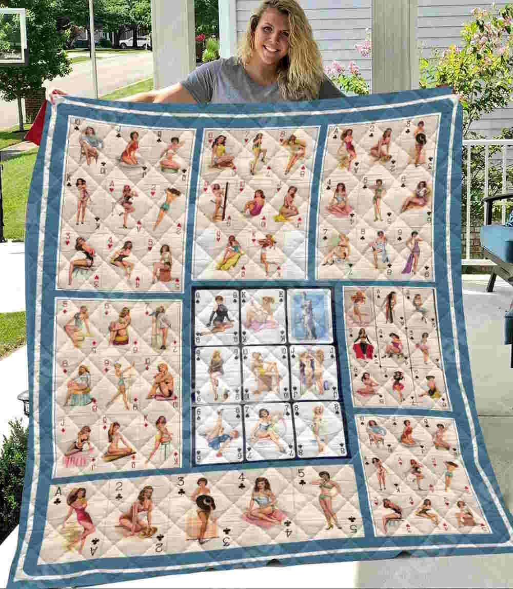 Poker Beautiful Girl Like 3D Quilt Blanket