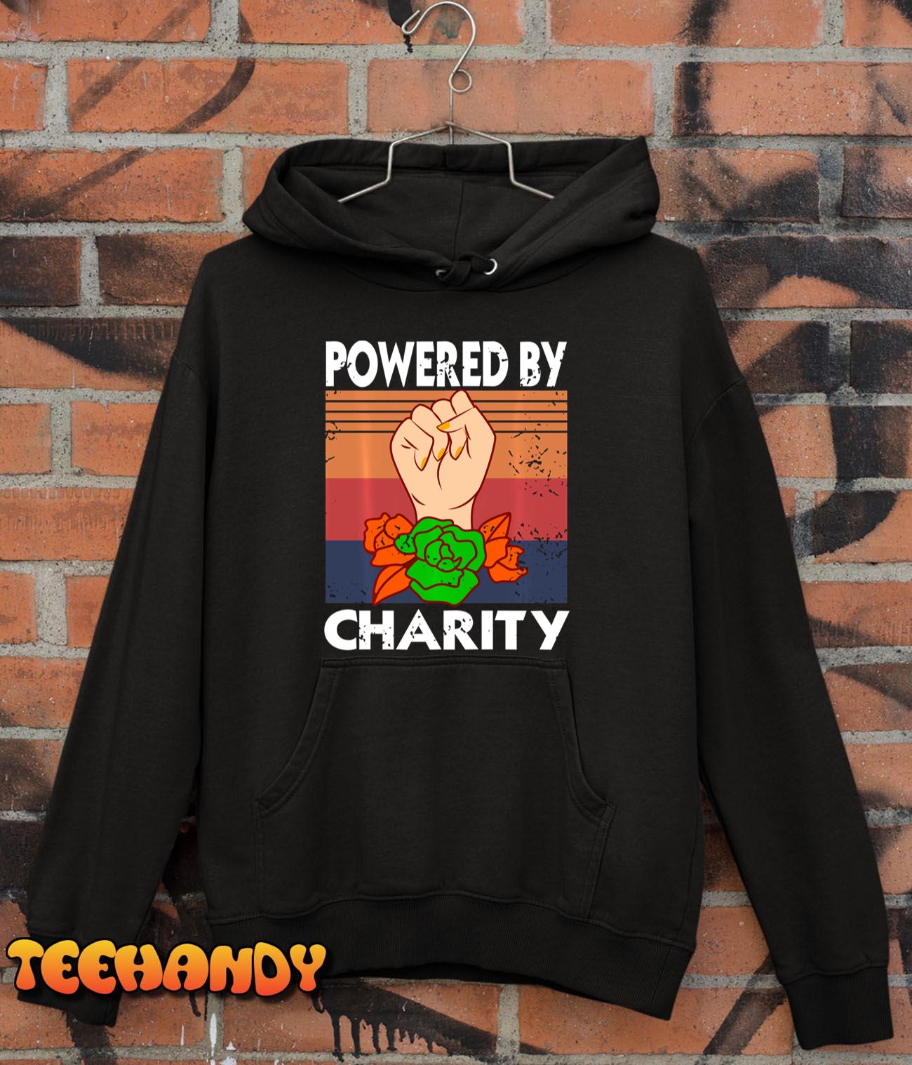 Powered By Charity Retro Vintage Philanthropist Present Long Sleeve T-Shirt