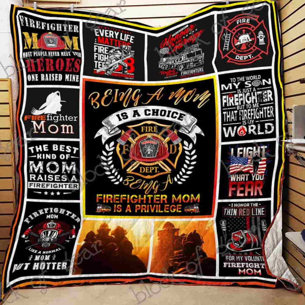 Proud Firefighter Mom Quilt Blanket