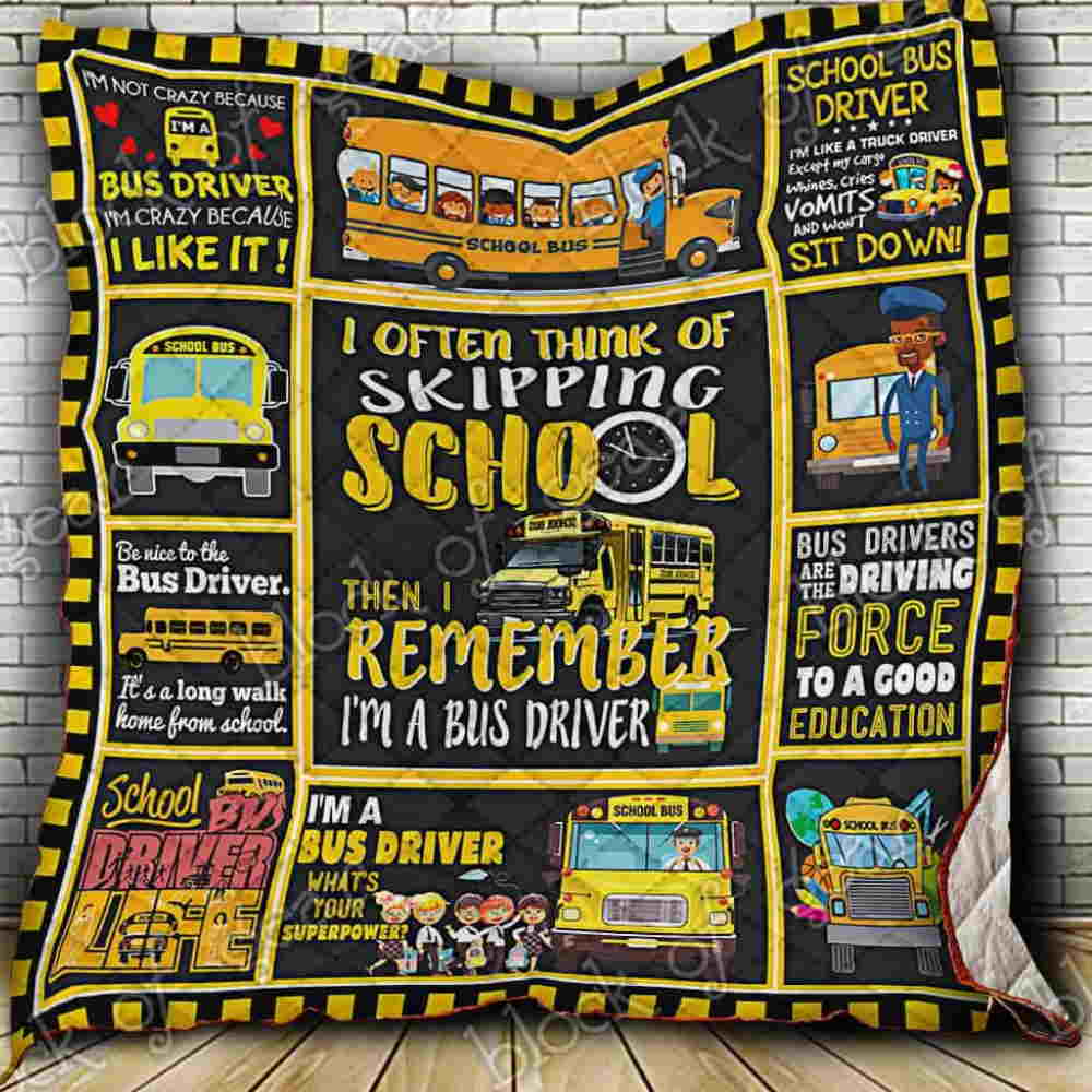 Proud School Bus Driver Quilt Blanket