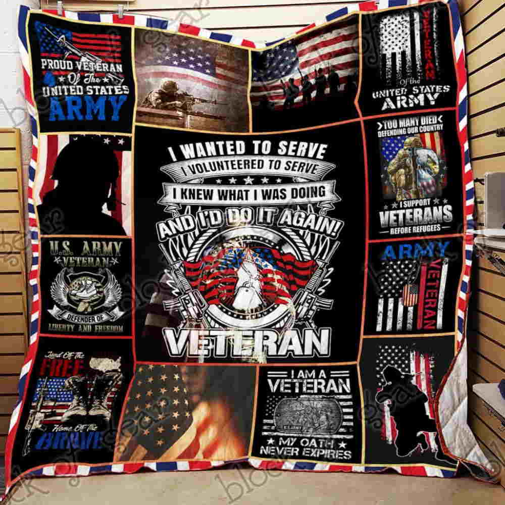 Proud Us Veteran Quilt Blanket