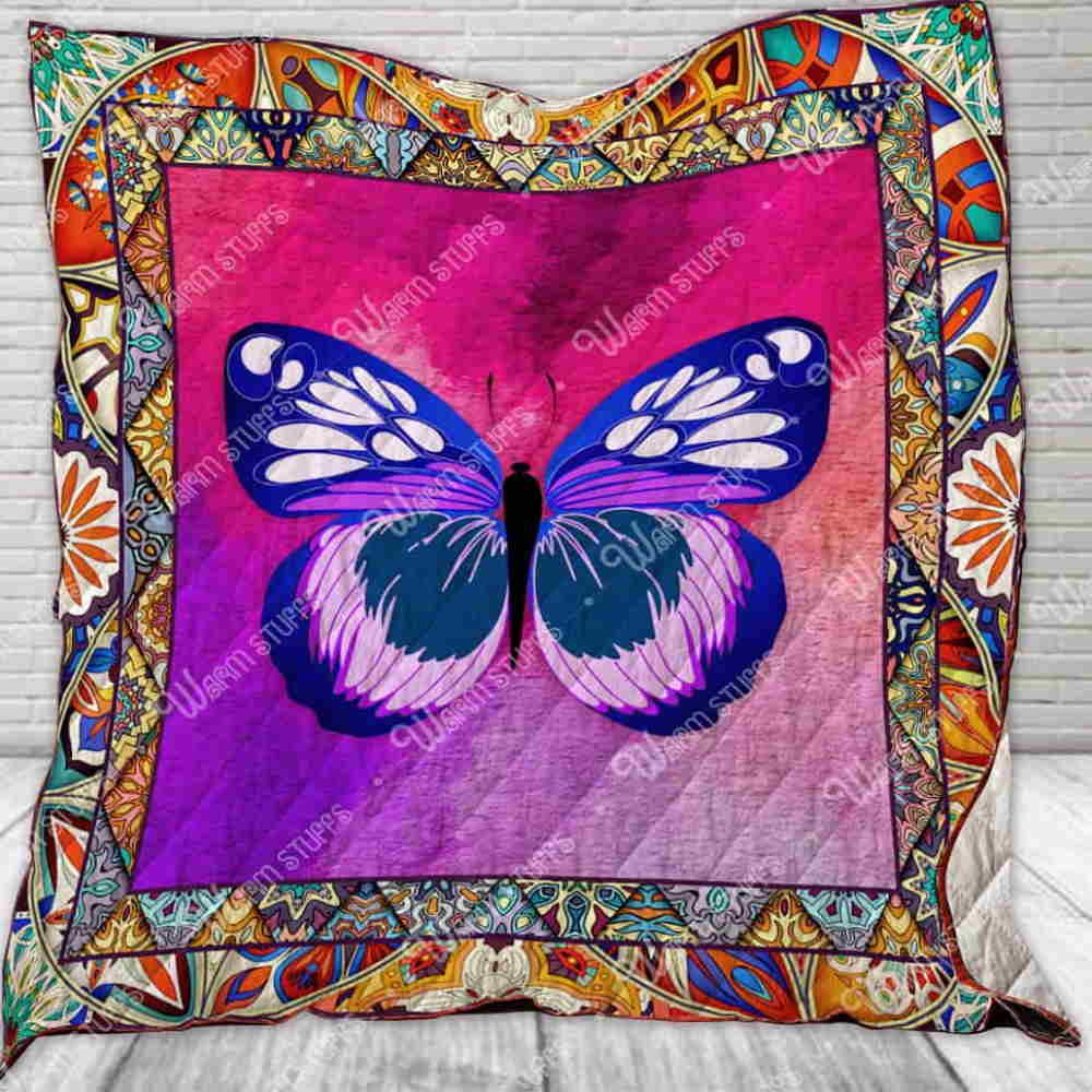 Purple Butterfly 3D Quilt Blanket