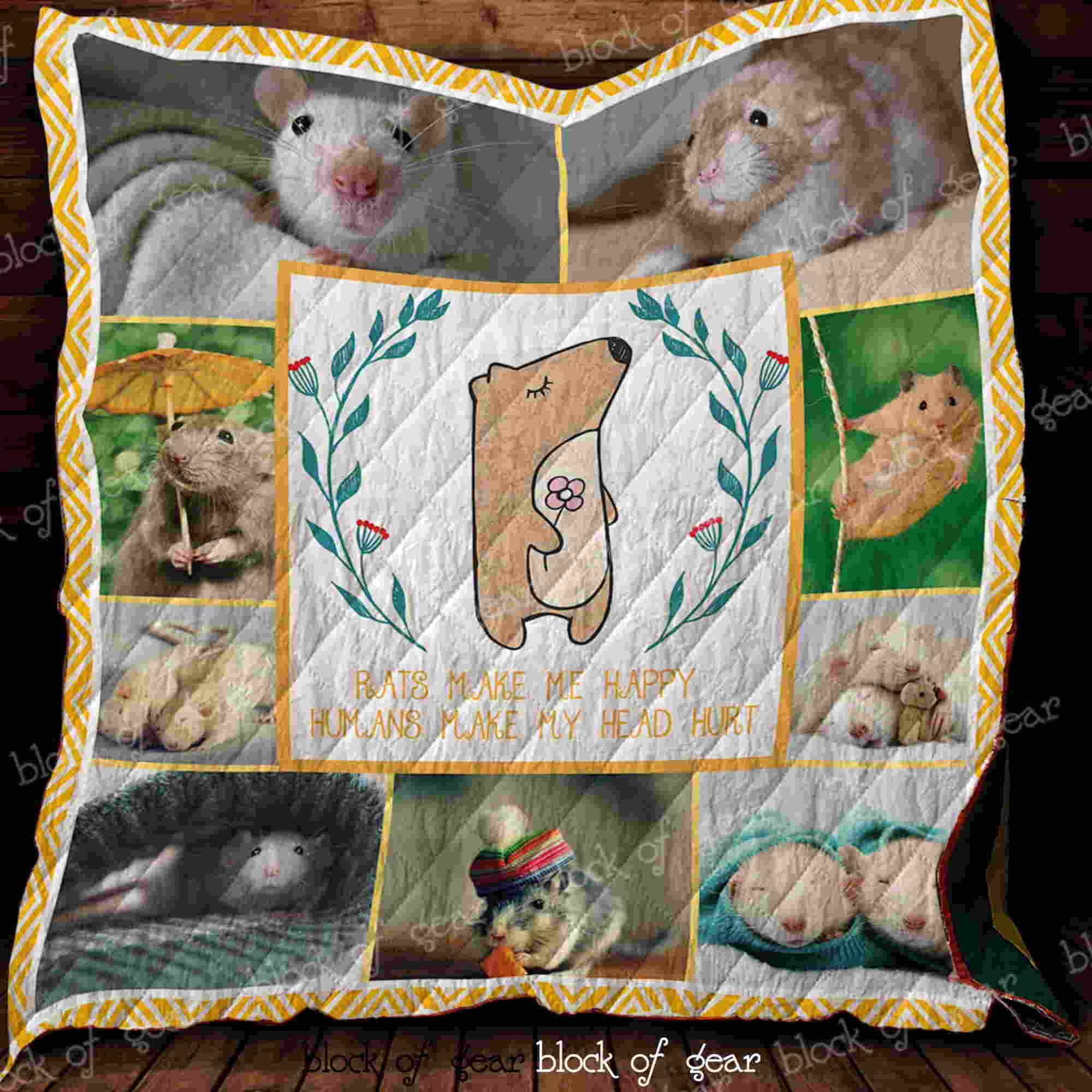 Rats Make Me Happy Quilt Blanket