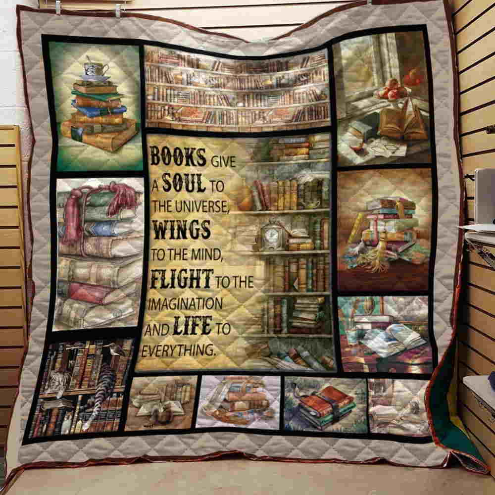 Reading Book Give Soul Quilt Blanket