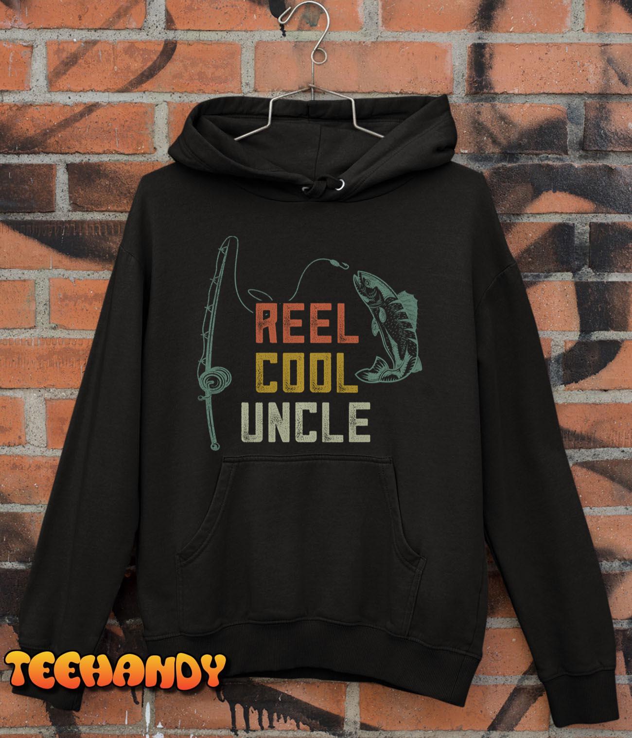 Reel Cool Uncle Fishing Shirts, Funny Fathers Day Fishermen Pullover Hoodie