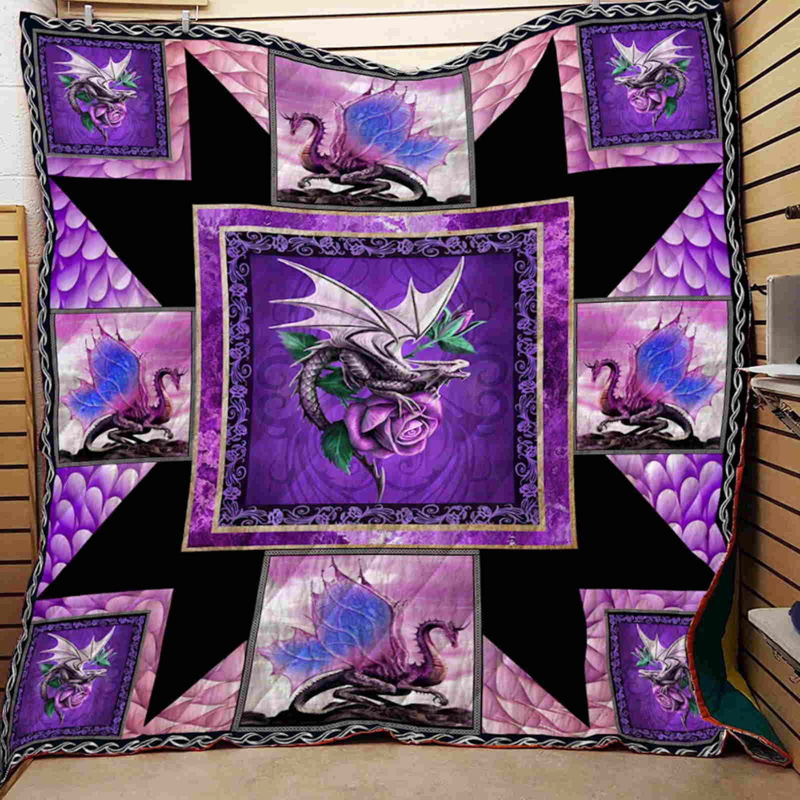 Rose Dragon Washable 3D Quilt Blanket