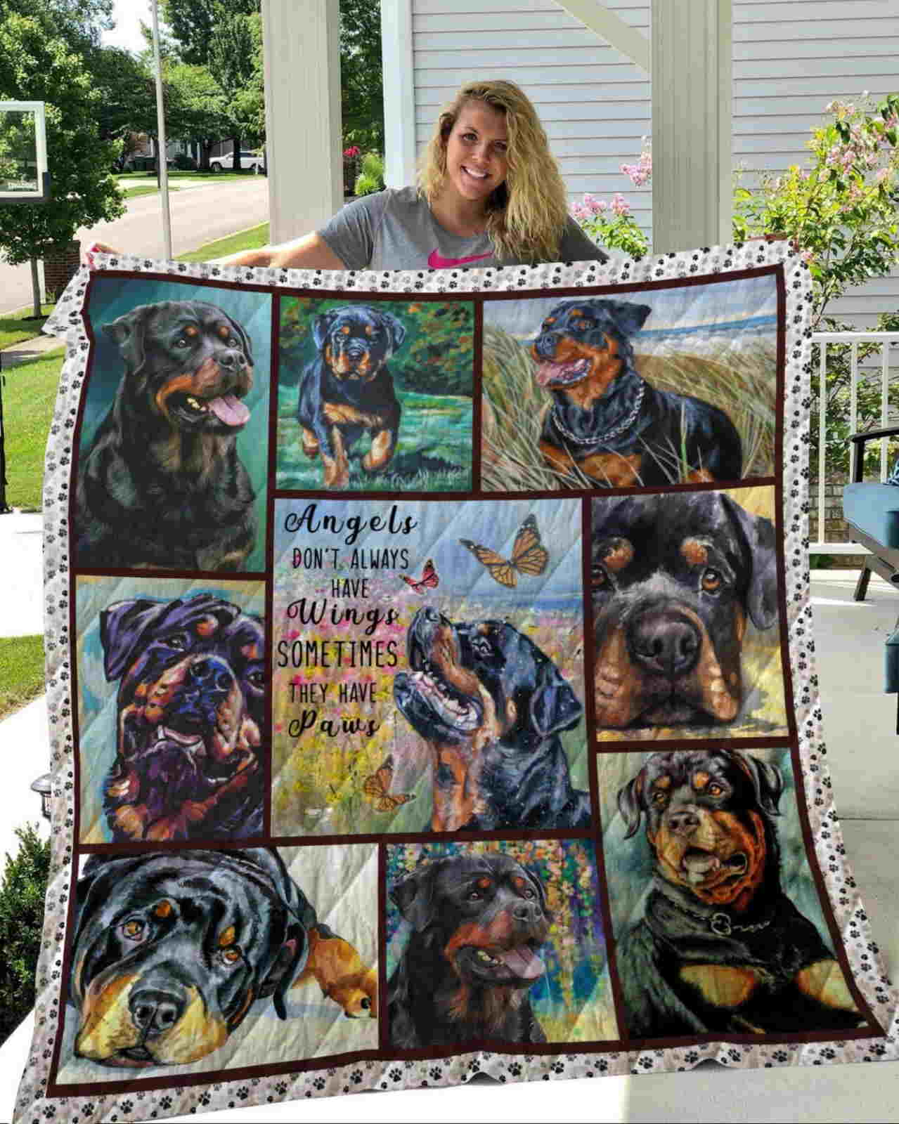 Rottweiler Cute Rottweiler Quilt Blanket