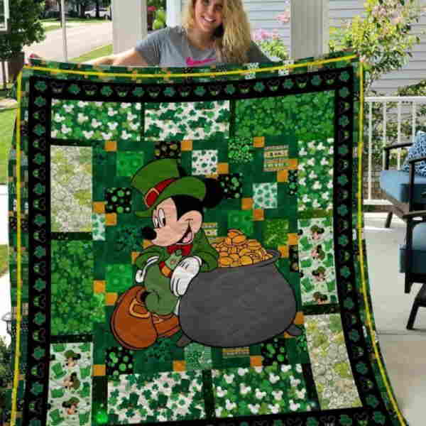 Saint Patricks Day Mickey Mouse 3D Quilt Blanket