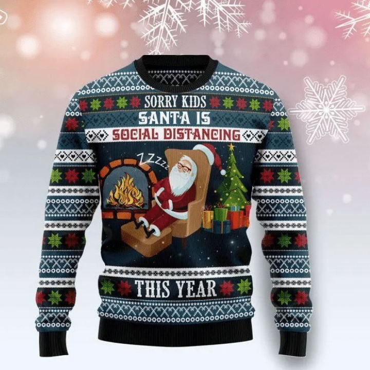 Santa Is Social Distancing 3D Sweater