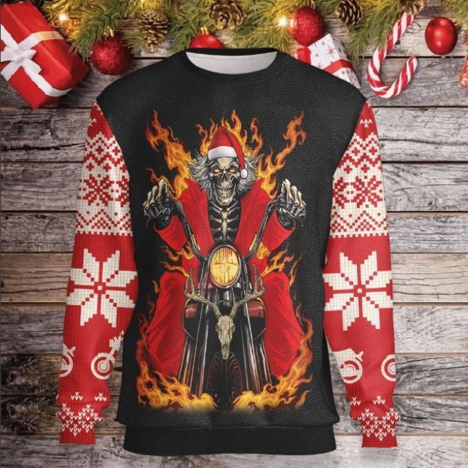 Santa Skeleton Driving Sweater