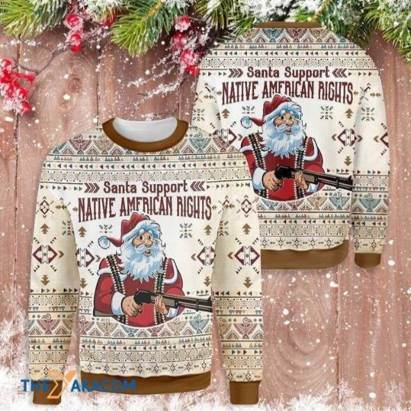 Santa Support Native American Rights 3D Sweater