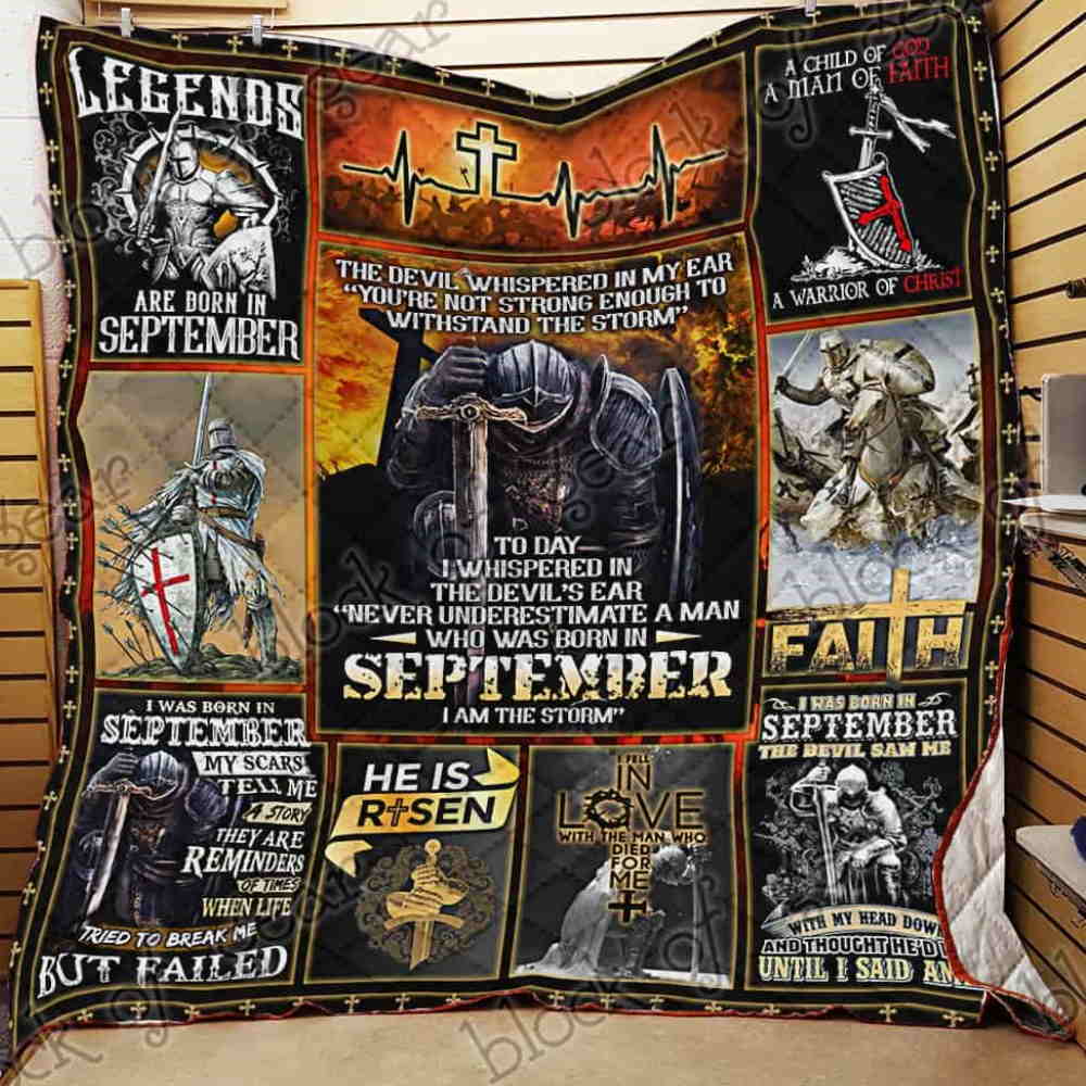 September Man Warrior Of Christ Quilt Blanket