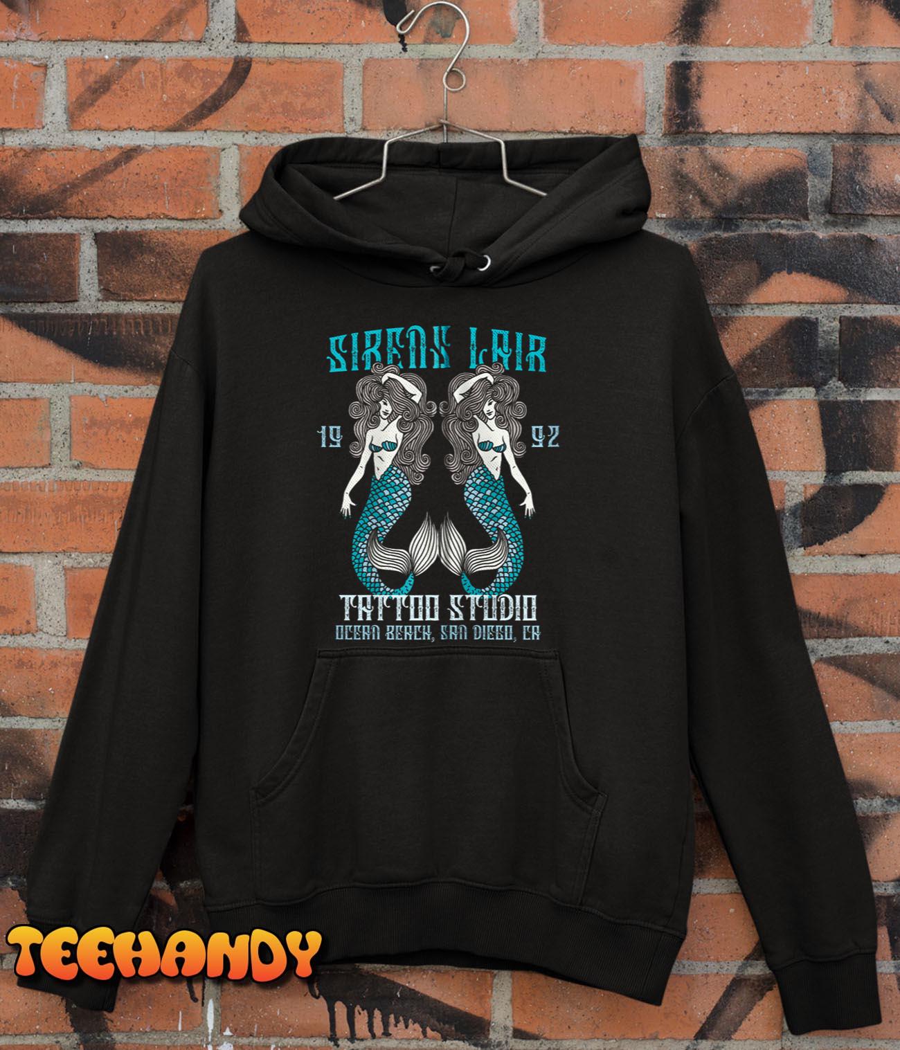 Sirens Lair Tattoo Studio, Old School Mermaid Tattoo Design Zip Hoodie