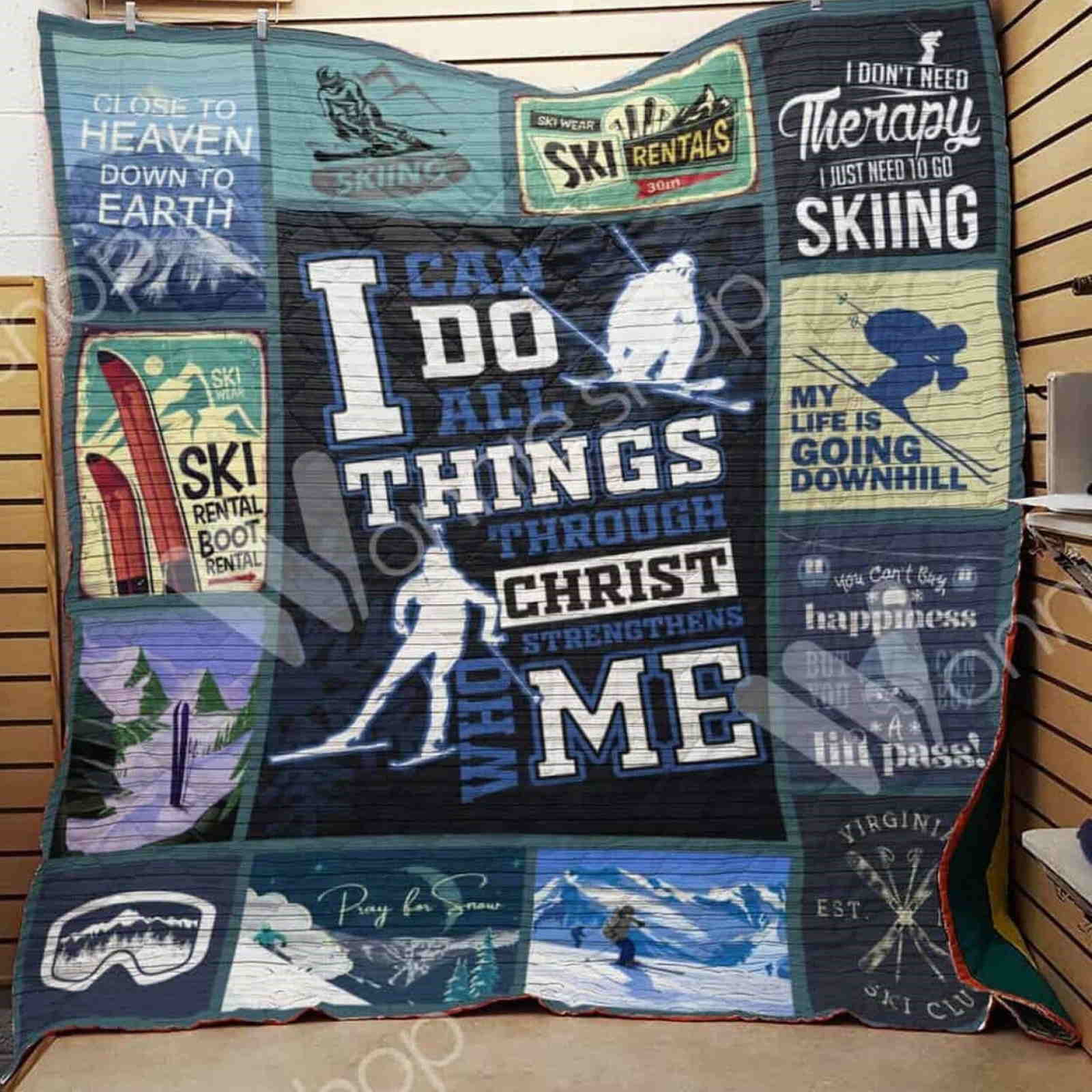 Skiing Skiing Lovers 3D Quilt Blanket